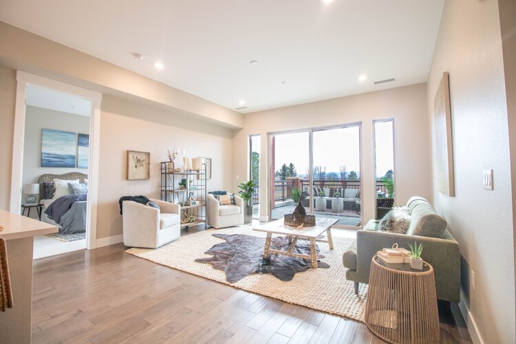 Bright, open living area with beautiful views to the West of the Front Range.