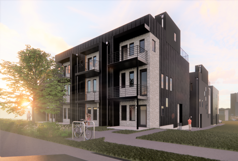 Exterior rendering of Sloan's View Townhomes 5128 W 26th in Denver, CO.